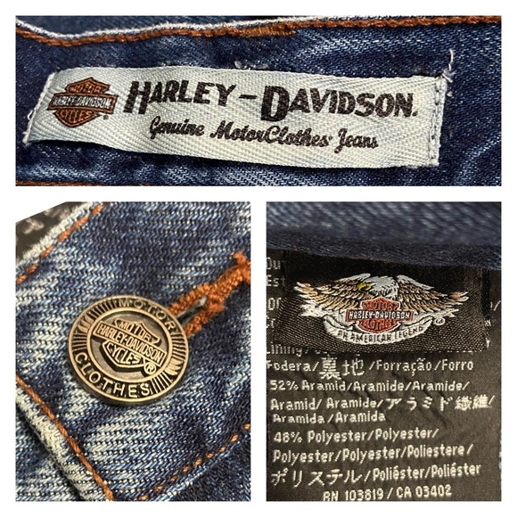 Vintage Harley-Davidson Lined Riding Denim Motor Cycle Clothes Jeans - Picture 7 of 16